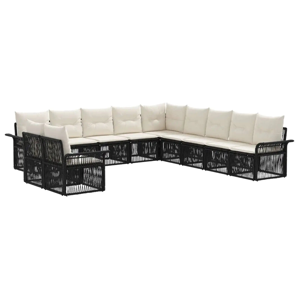 Set Divano da Giardino 11 pcs Nero polyrattan 3434881