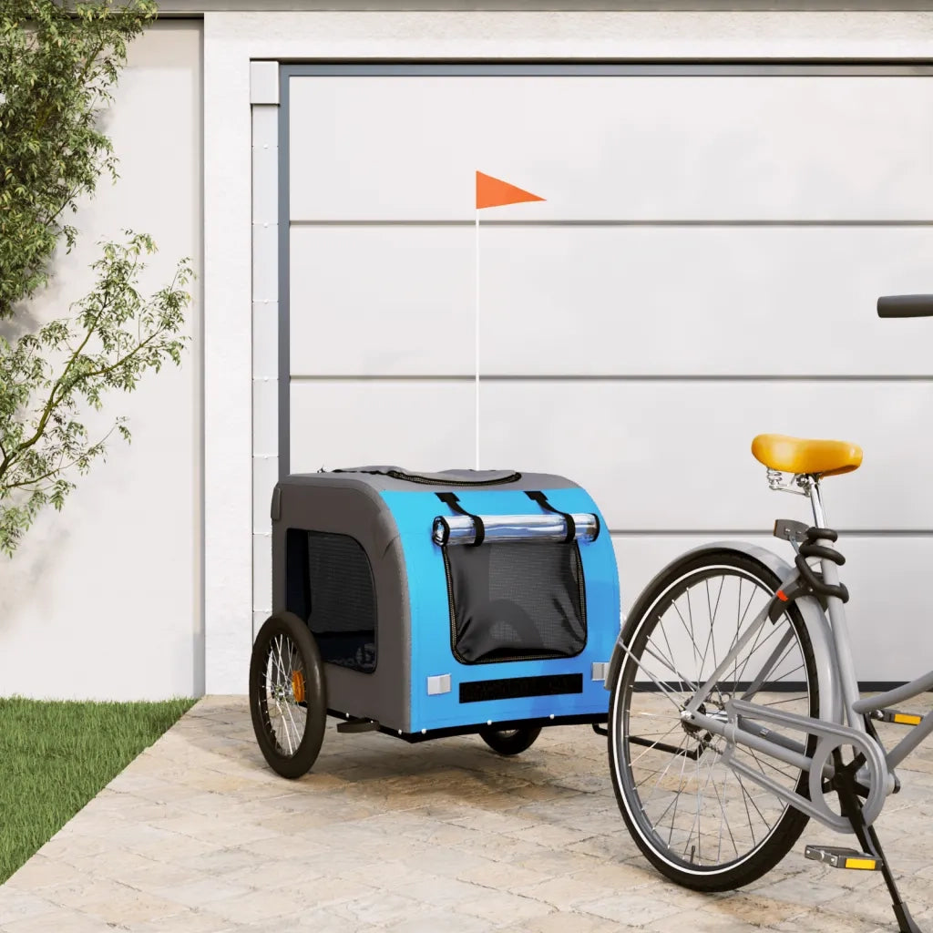 Rimorchio da Bici per Animali Blu e Grigio Oxford e Ferro CFW4426704