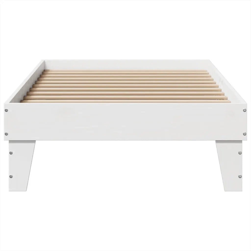Letto senza Materasso Bianco 75x190 in Legno Massello di Pino 855380