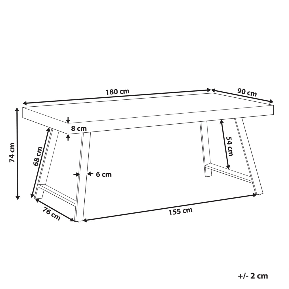 Tavolo da pranzo in legno di pino scuro MDF 180 x 90 cm Gambe stabili in metallo nero Sala da pranzo Soggiorno Stile industriale