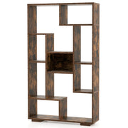 Libreria a giorno 70 x 20 x 120 cm con 11 ripiani elegante design geometrico pratico contenitore in legno color caffè 20_0010676