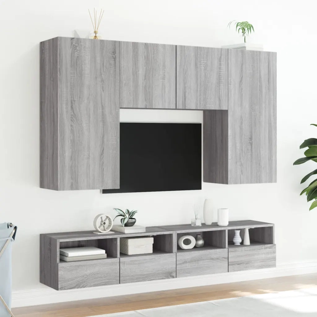 Mobile TV a Parete Grigio Sonoma 100x30x30 cm Legno Multistrato 836892