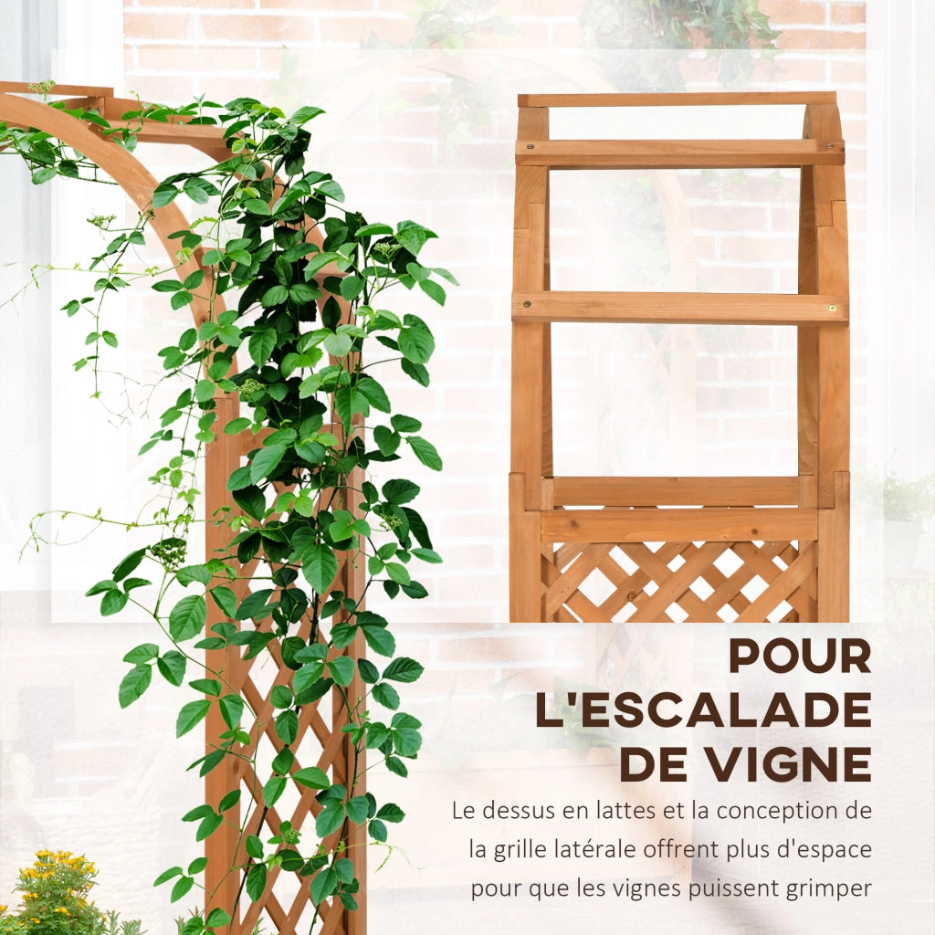 Fioriera rettangolare con griglia e arco ¨C zephmum ¨C 83x36x152 cm, legno di abete pre-olio