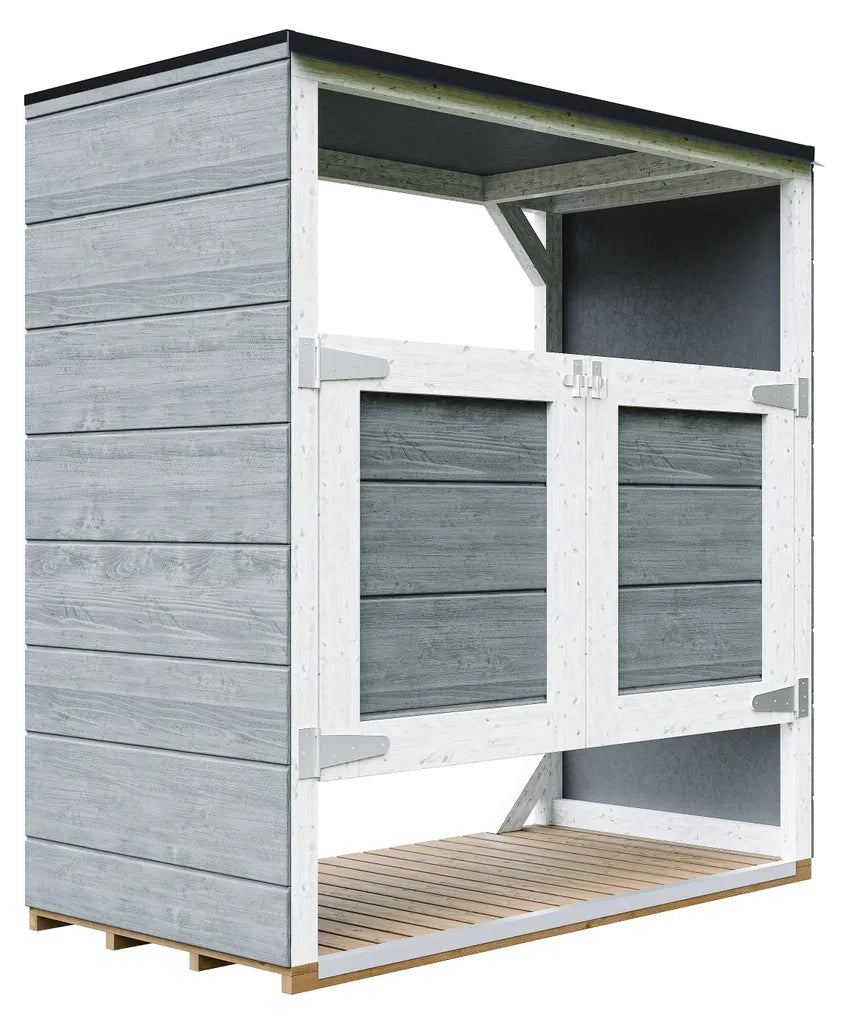 Ricovero per bidoni da giardino 2x240L TIMBELA M980A-CAVERN STEEL
