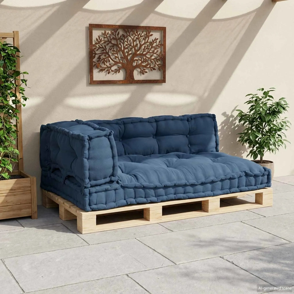 Cuscino per Divano Pallet 3 pz | Cuscini per sedie Indaco 120 x 80 x 38 cm Tessuto