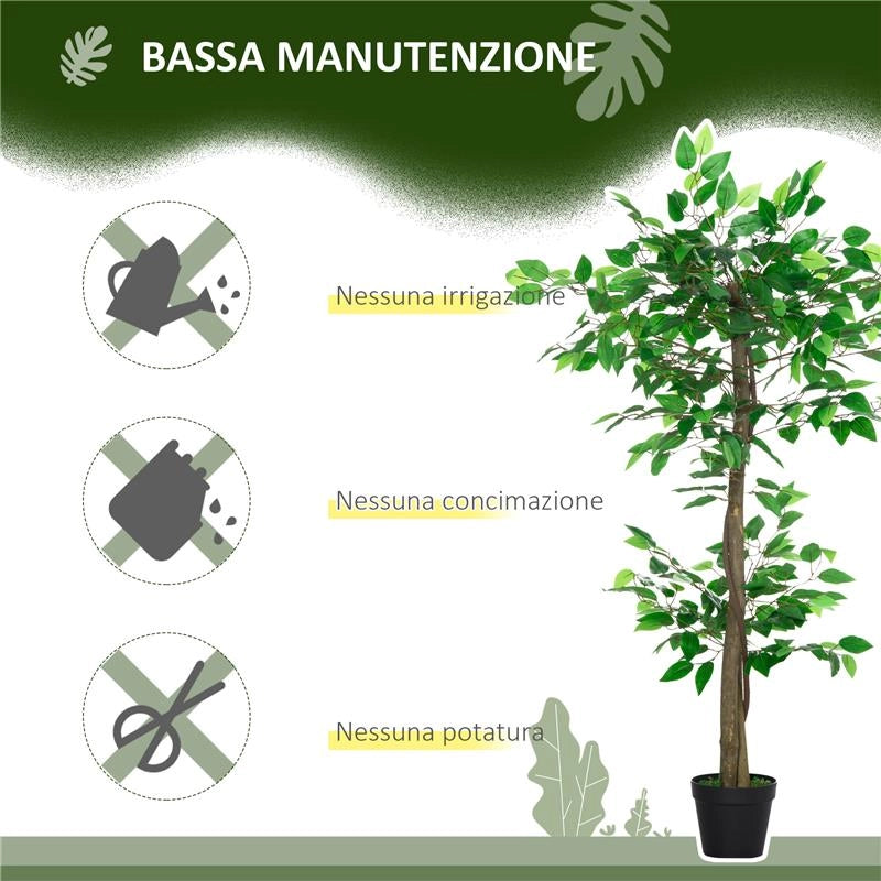 PIANTA ARTIFICIALE ALBERO DEL TÞ CON 546 FOGLIE REALISTICHE E VASO CEMENTO 120 CM VERDE