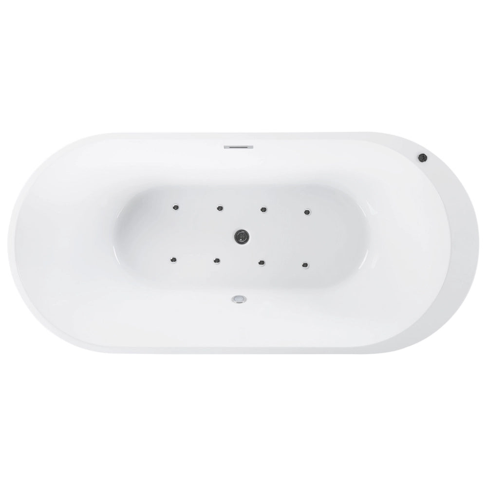 Vasca Idromassaggio Freestanding Ovale in Acrilico Nero 170 cm s Bagno moderno contemporaneo elegante