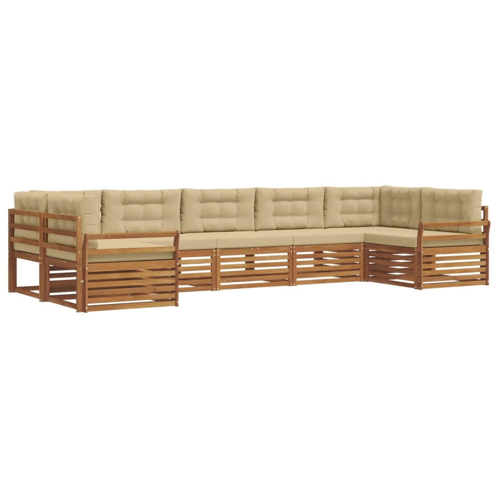 Set di divani da esterno con cuscino 7 pcs Naturale e Beige 3374063