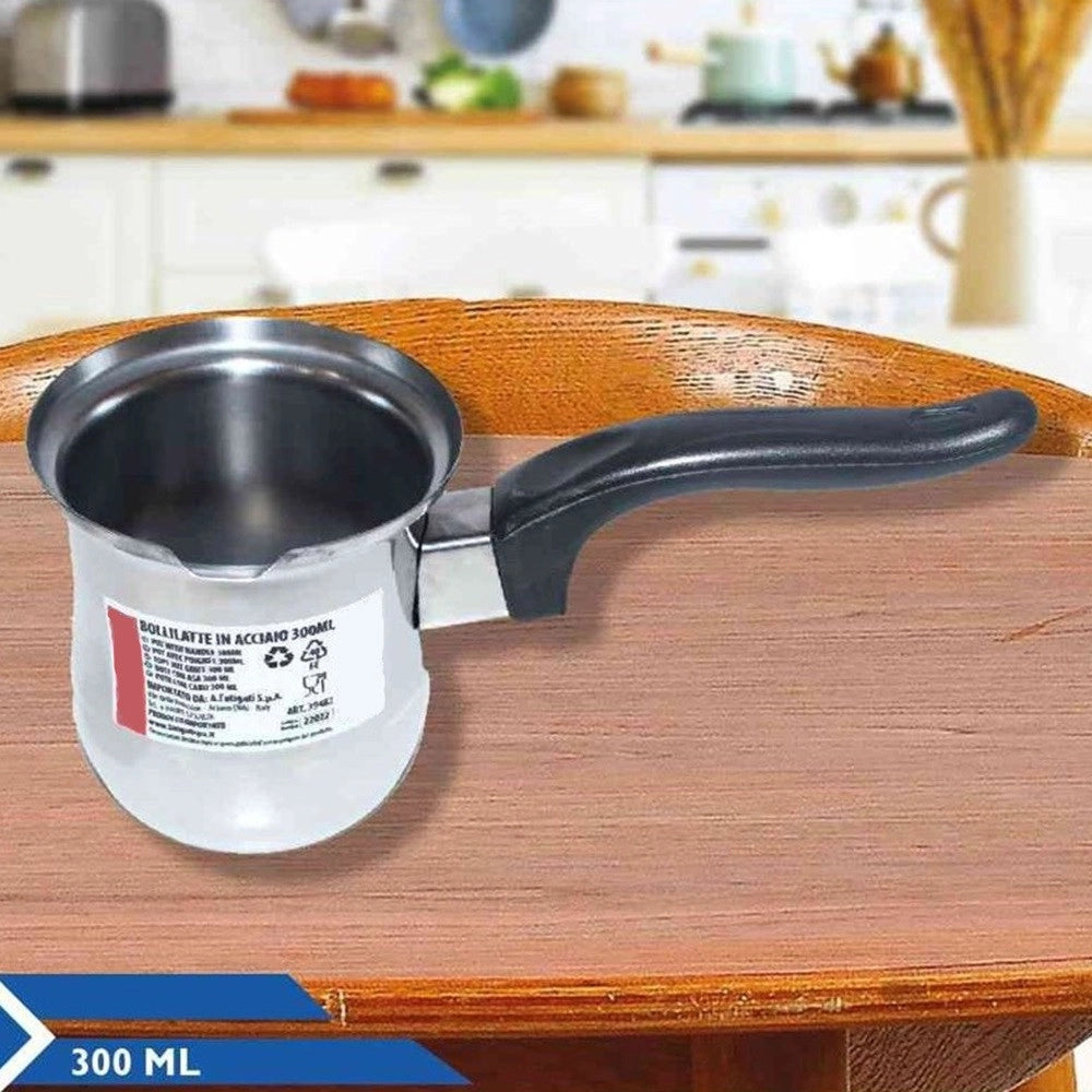 Trade Shop - Bollitore Bollilatte Pentolino In Acciaio Inox 300/400/500/1000ml Con Manico Ergonomico -