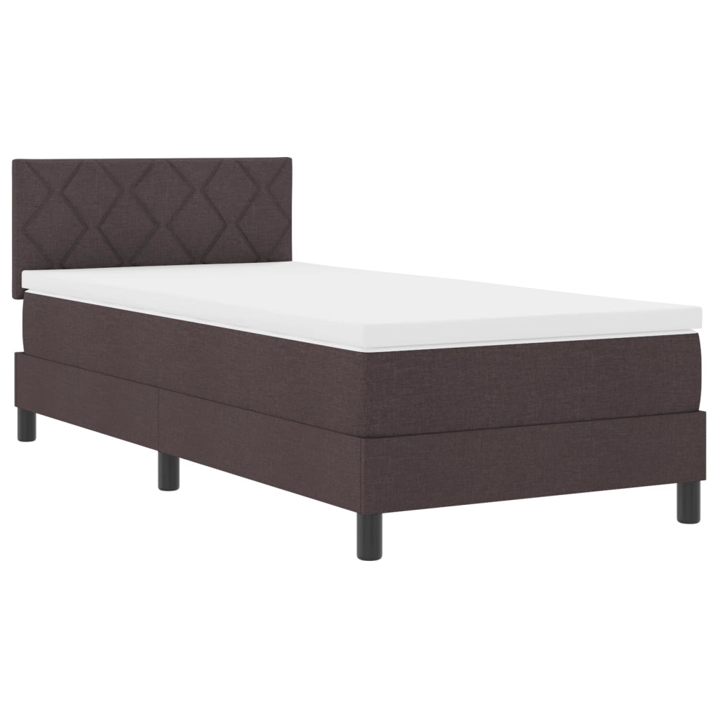 Letto Box Spring con Materasso & LED Marrone Scuro 90x190 cm Tessuto