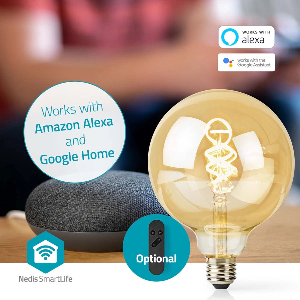 Lampadina connessa Wi-Fi LED 4,9W 360lm E27 SmartLife forma a globo Bianco Nedis
