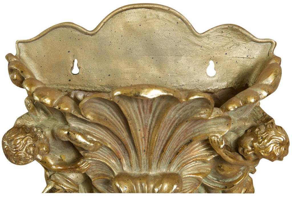Biscottini Acquasantiera in resina finitura oro anticato L34xPR15,5xH39 cm