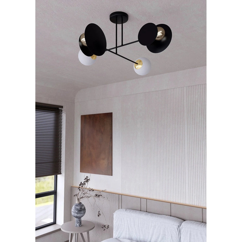 Plafoniera Moderna Inari Acciaio Nero 2 Luci E27 Ip20