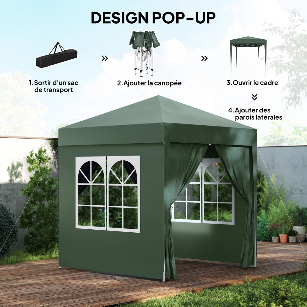 Tendone da giardino pieghevole regolabile protezione UV ¨C Zephmum ¨C Verde scuro 2x2 m