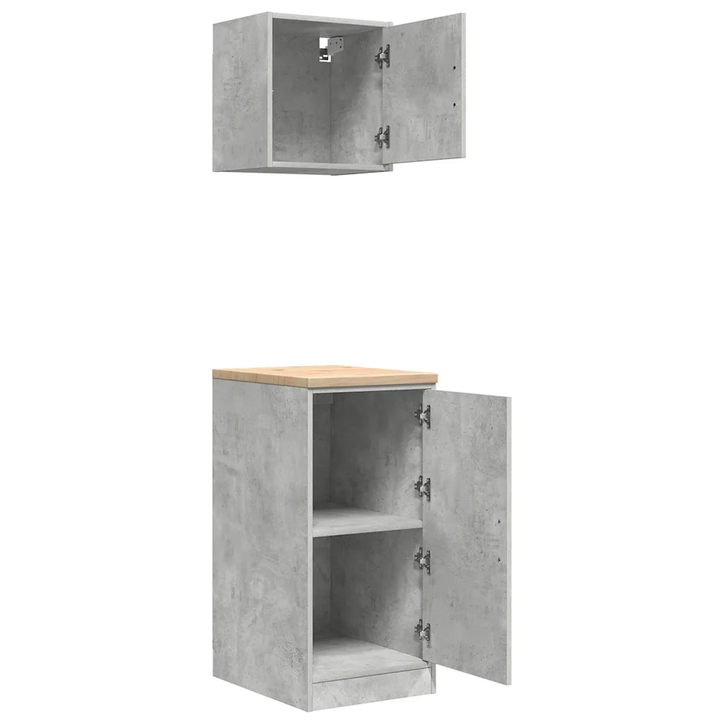 Armadi da Garage 2 pz Grigio Cemento in Legno Multistrato 3328299