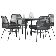 Set da Pranzo da Giardino con Cuscini 5 pz Polyrattan Vetro