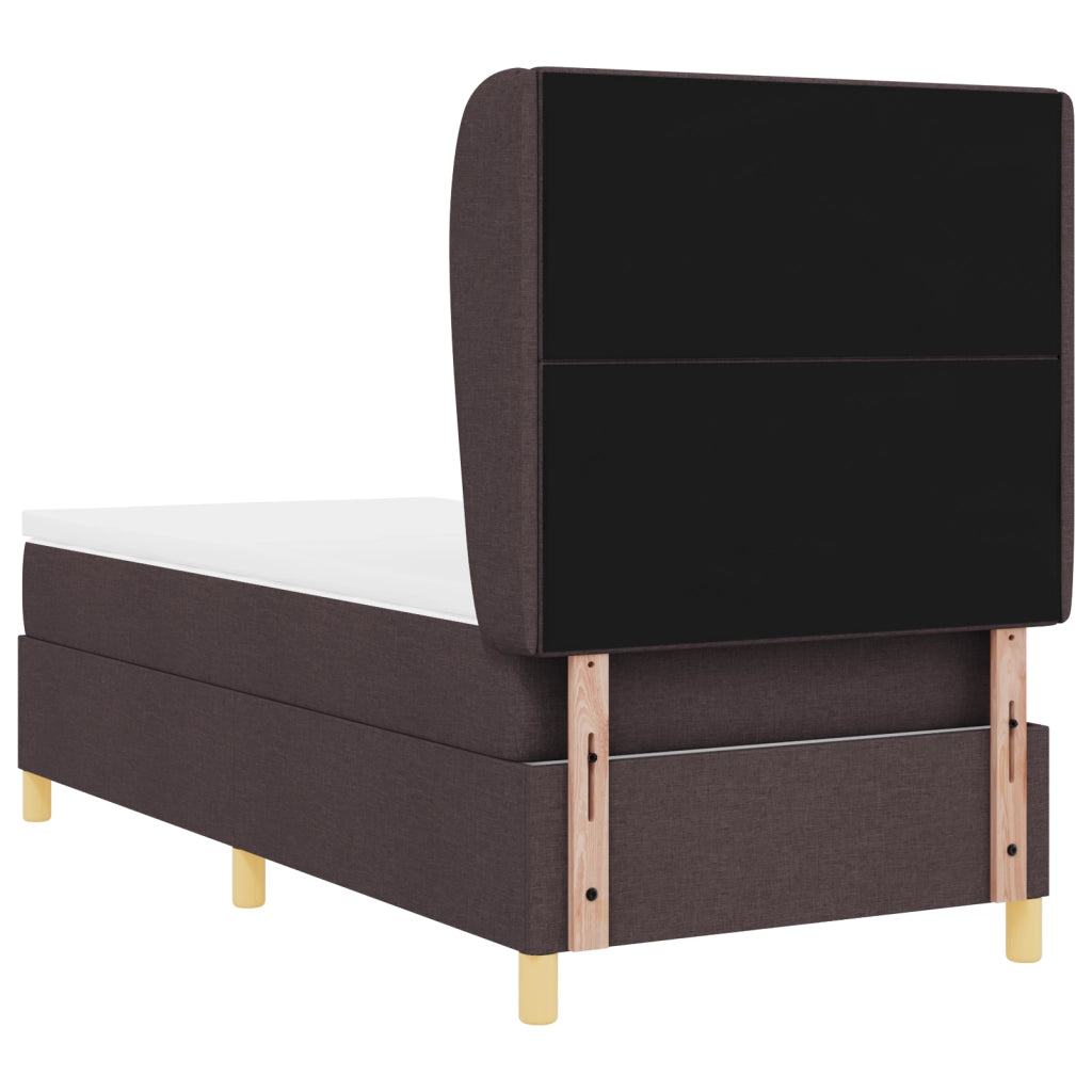 Letto a molle con materasso  Marrone Scuro 90x200 cm Tessuto