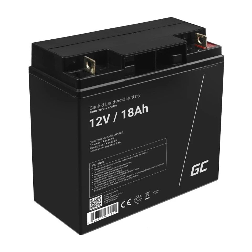 Batteria ricaricabile industriale Green Cell AGM09 al piombo sigillata (VRLA) 18000 mAh 12 V