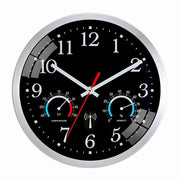 Orologio radiocomandato per parete, con visualizzazione temperatura e umidità, orologio per cucina moderno, facile da leggere, orologio per parete silenzioso per camera da letto, ufficio, bagno (nero)