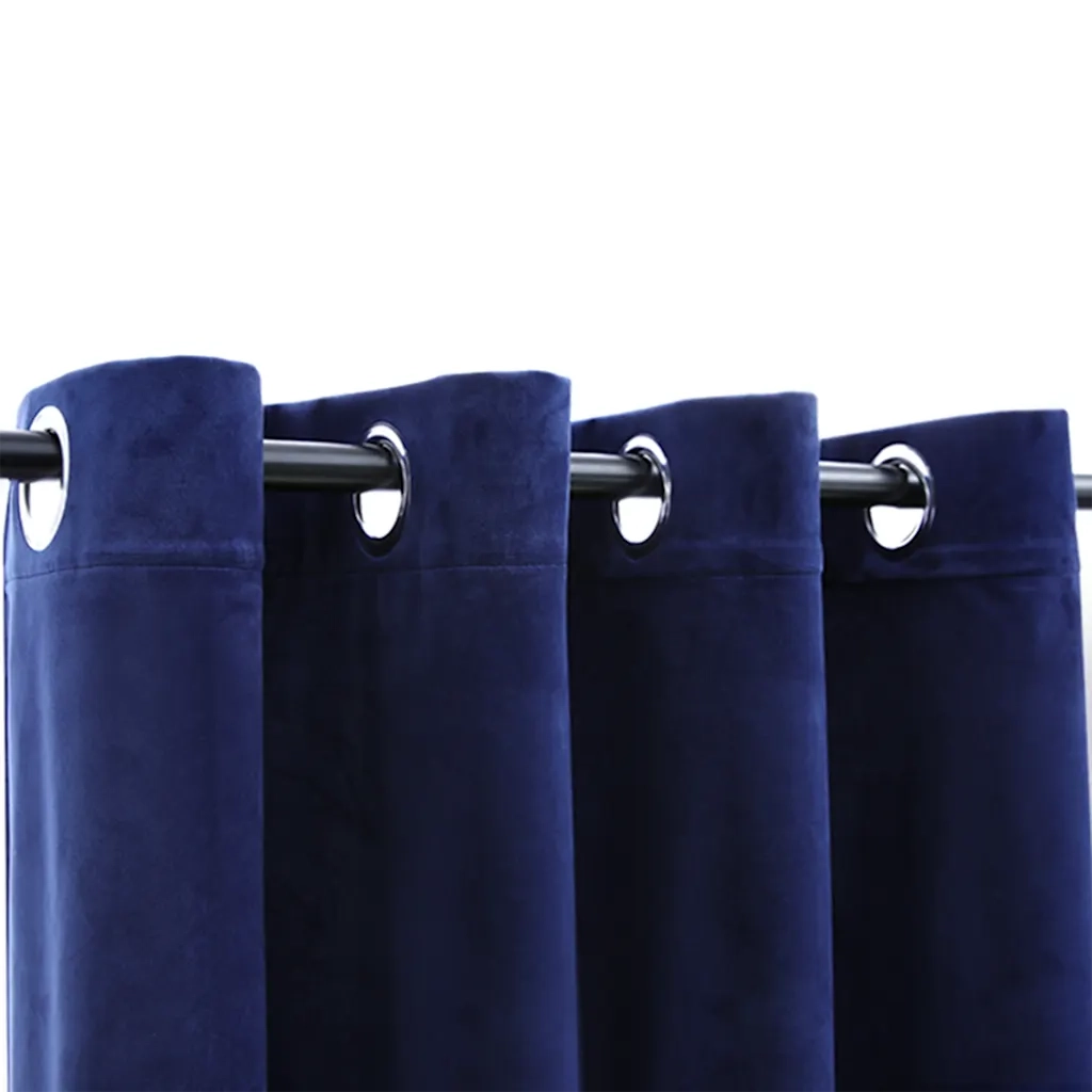 Tende Oscuranti con Anelli 2 pz Blu Scuro in Velluto 140x225 cm cod mxl 67355