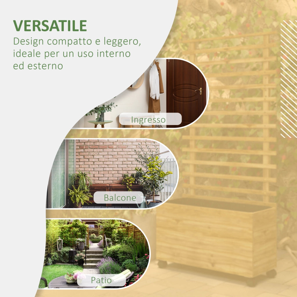 Fioriera Verticale con Traliccio e Ruote ¨C zephmum ¨C Legno 76x30x155 cm