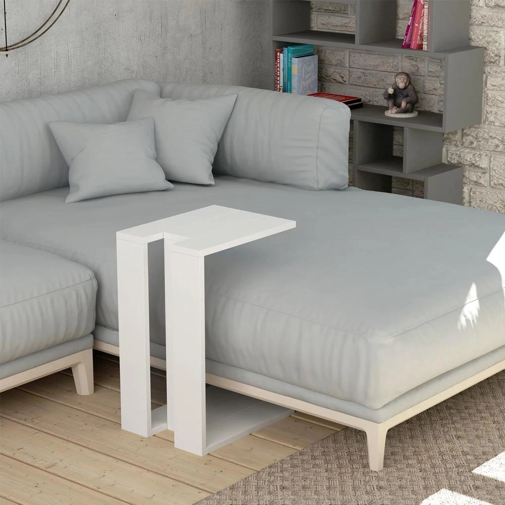 Tavolino da Caffè per Soggiorno 57x40x30 cm Laterale Divano in Legno MDF Bianco