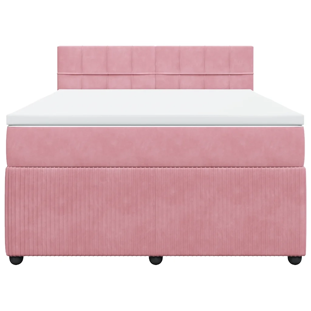 Giroletto a Molle con Materasso Rosa 160x200 cm in Velluto 3287787