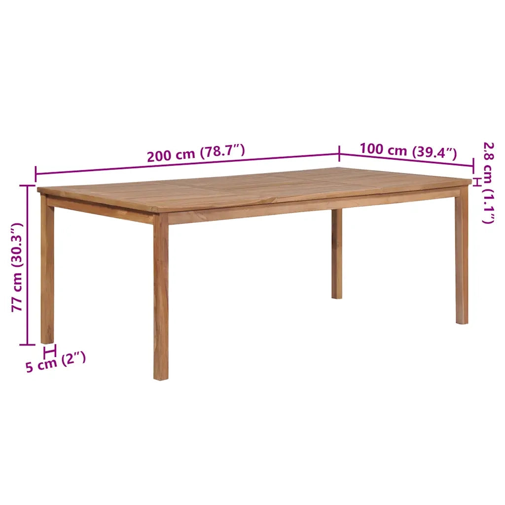 Tavolo da Giardino | Tavolino da esterno 200x100x77 cm in Legno Massello di Teak