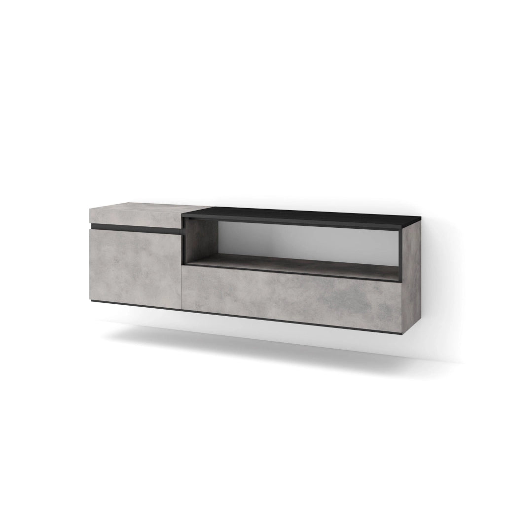 Mobile TV Soggiorno, 150x35x45cm, Per TV fino a 65", da appendere, grigio cemento RF2471