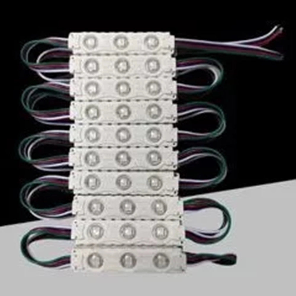 Trade Shop - Modulo Led Per Insegne 3 Led Rgb Smd 5050 Dc 12v 5050-7515-rgb Stringa Da 20 Pezzi -