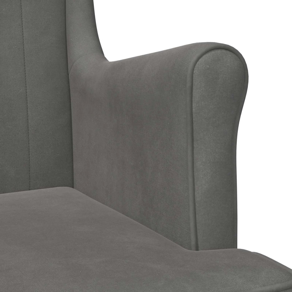 Poltrona-Divano Sedia-Poltroncina Grigio Scuro Velluto 960621
