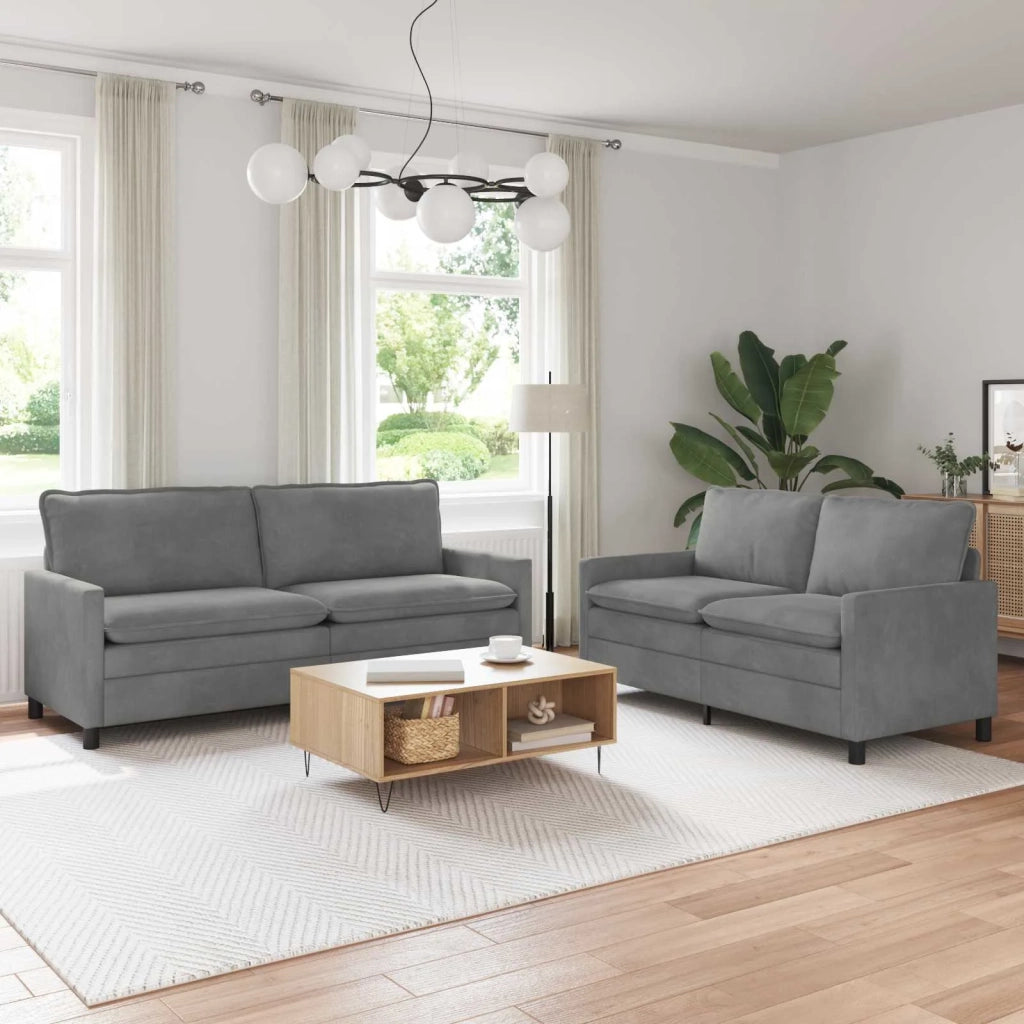 Set di divani 2 pcs Grigio Scuro Velluto