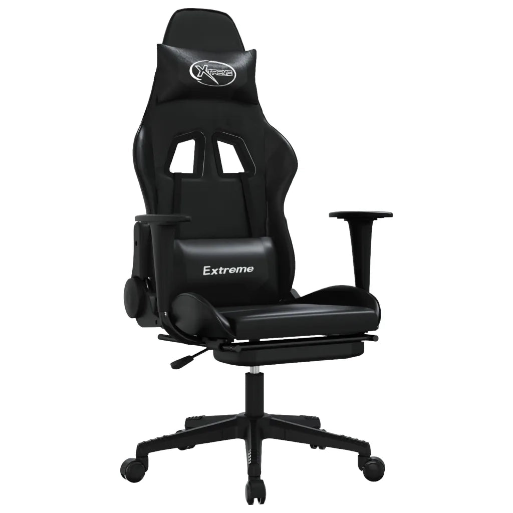 Sedia da Gaming con Poggiapiedi Nero in Similpelle cod mxl 61982