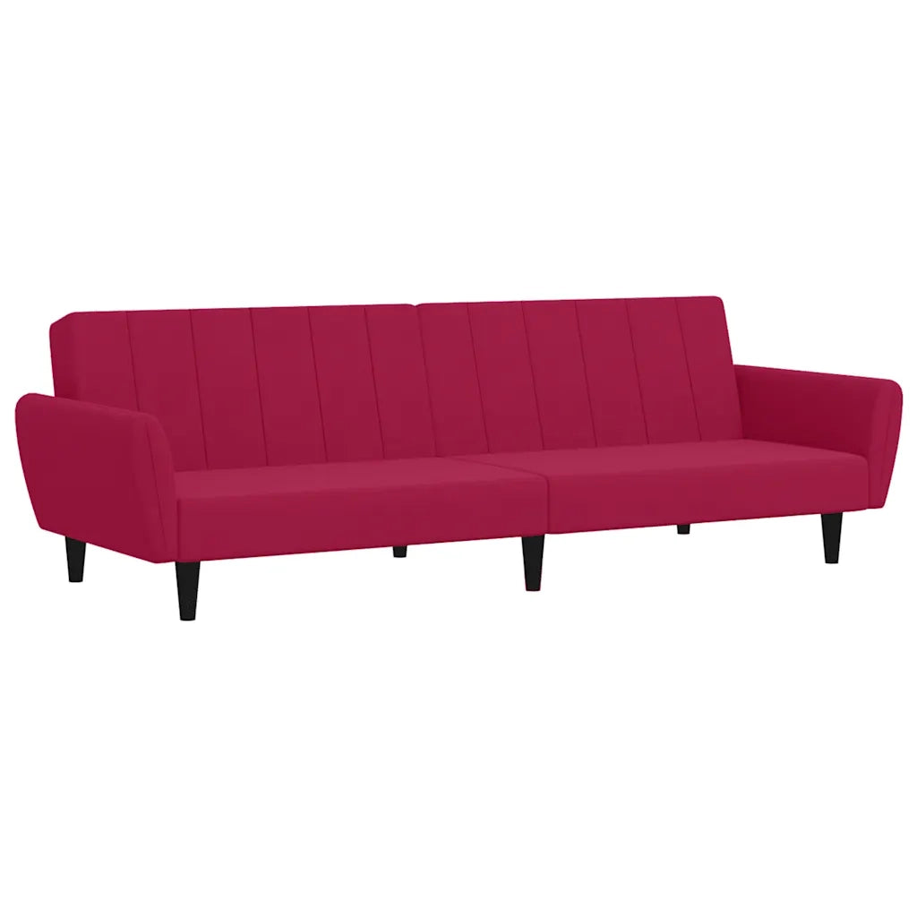 Divano Letto a 2 Posti Rosso Vino in Velluto 375862