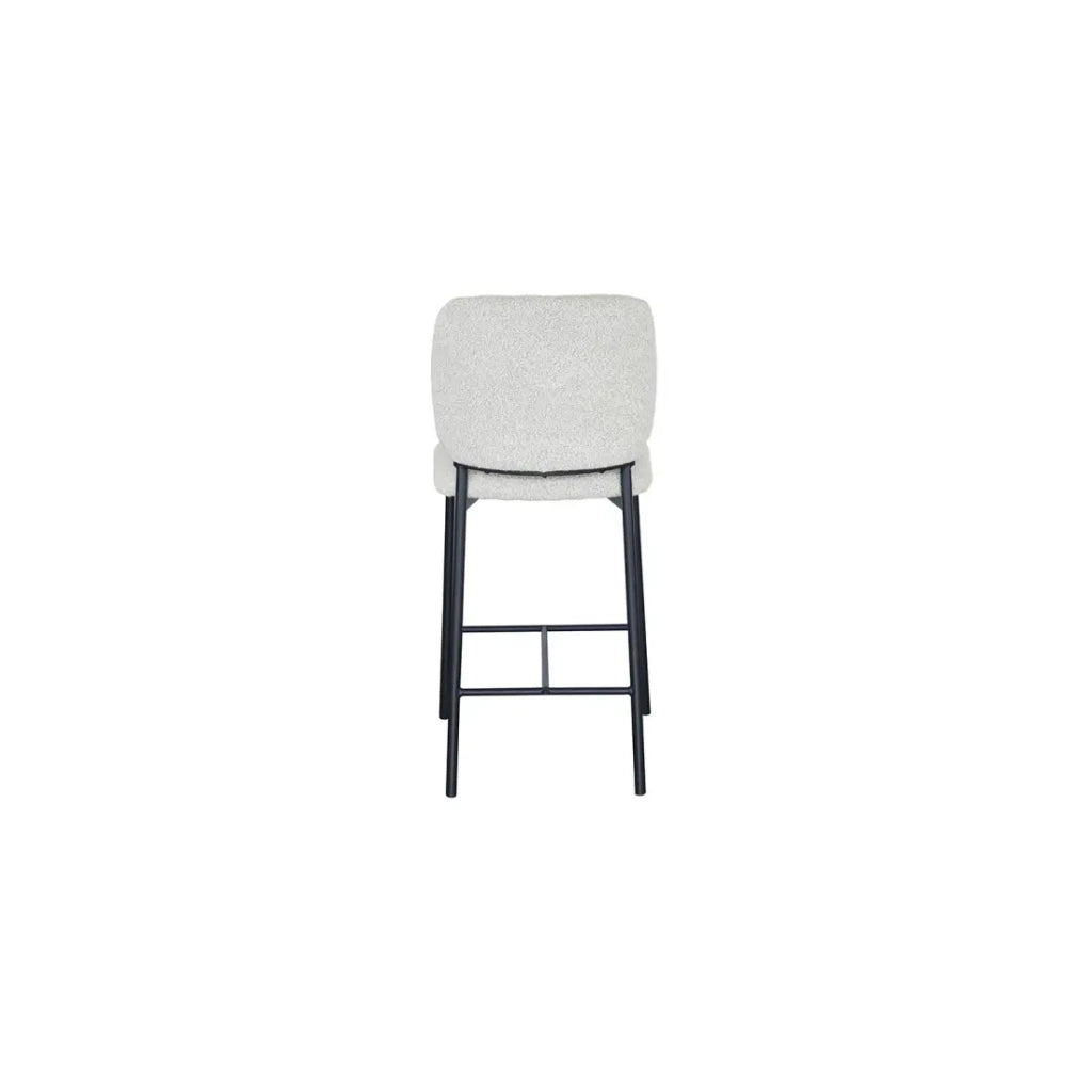 Sedia da banco RITA – Tessuto beige – Gambe in metallo nero – Altezza 99 cm – Stile design/industriale