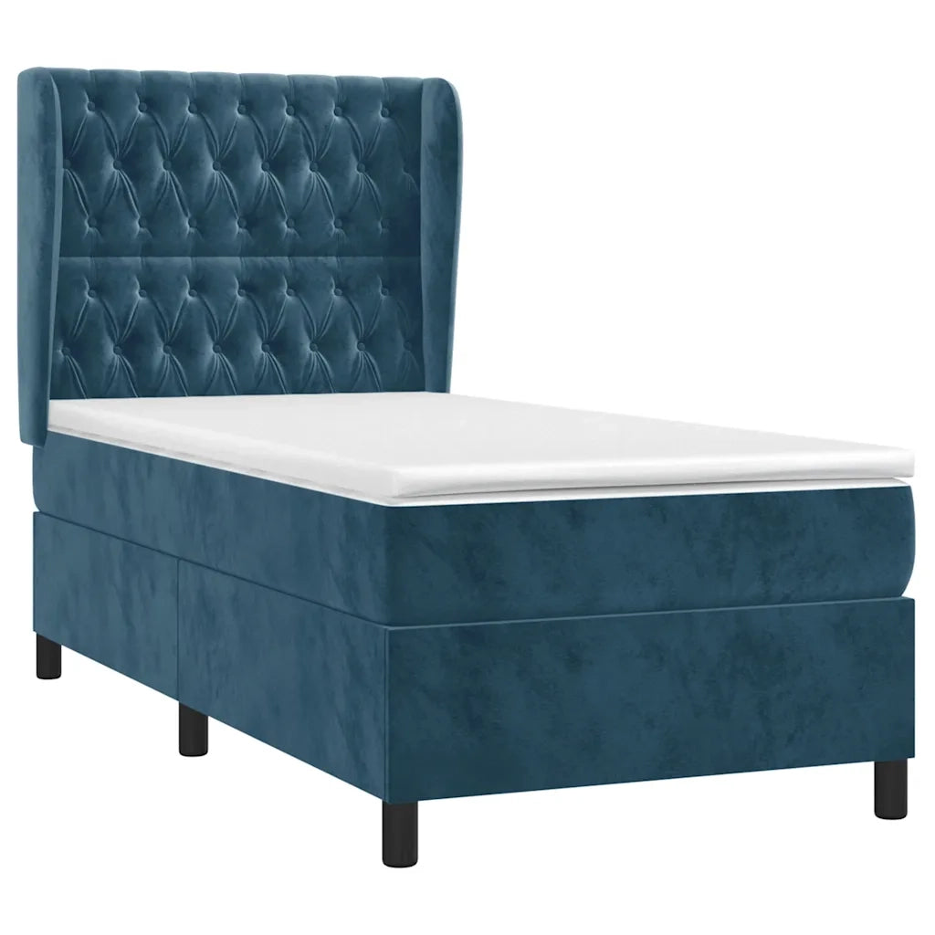 Giroletto a Molle con Materasso Blu Scuro 90x200 cm in Velluto 3129373