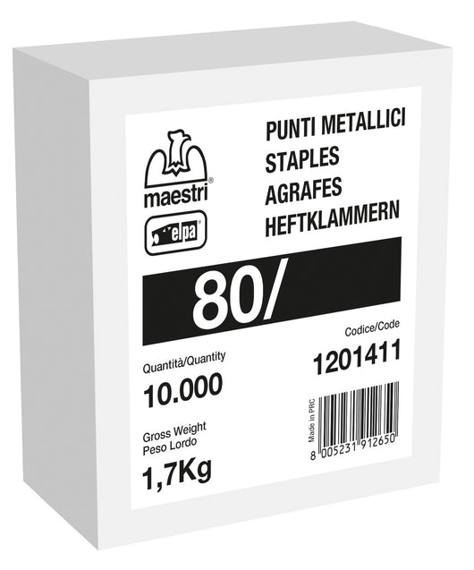 maestri punti per spillatrice art. 80/16 pz 10.000 galvanizzati cod:ferx.97168