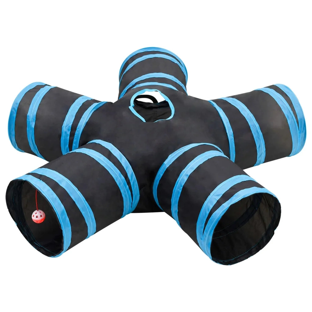 Tunnel per Gatti a 5 Vie Nero e Blu 25 cm in Poliesterecod mxl 104181