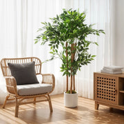 Pianta artificiale banyan 55x55x120 cm con foglie regolabili; tronco in legno; verde