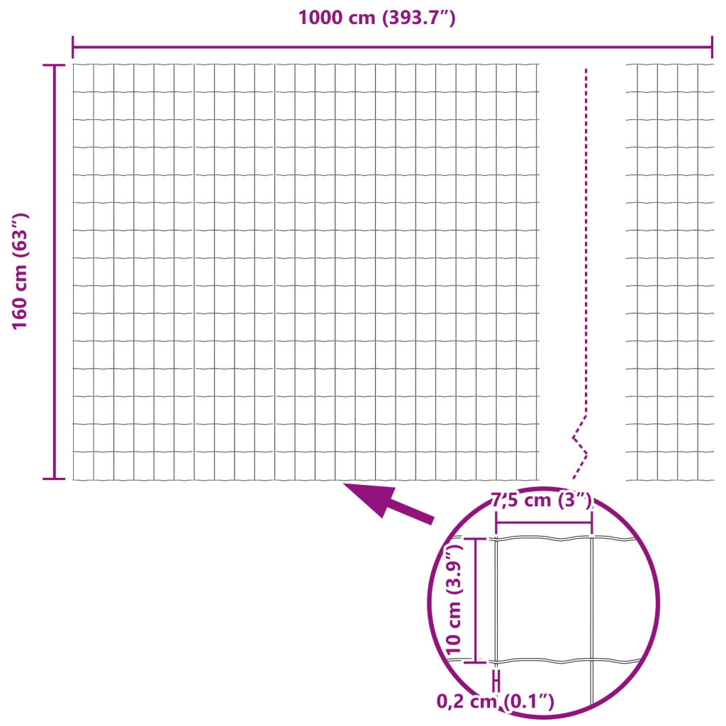 Recinzione Euro 1.6x10 m Acciaio zincato