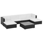 Set Divani da Giardino 7 pz con Cuscini in Polyrattan Nero cod mxl 31328