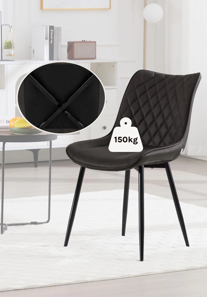 set di 6 sedie sala da pranzo sedie cucina moderne sedie imbottite Adatte per Sala Pranzo, Soggiorno, Camera da Letto Estetica in Ecopelle Antracite Metallo BH210an-6
