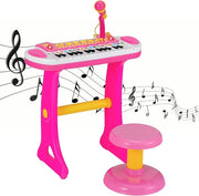 Pianoforte Digitale per Bambini 31 Tasti, Tastiera Elettronica Portatile, con Microfono e Luci, Funzionamento Registrazione e Playback, 3+ Anni, 45x23x45 cm (Rosa)