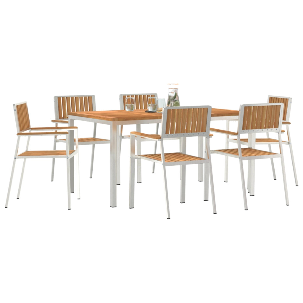 Set pranzo giardino 7 pezzi in legno massello di teak