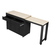 Isola da Cucina con Piano Estensibile; 1 Cassetto e 7 Ruote; in MDF; 112-180;5x45x92;2 cm; Nero Naturale