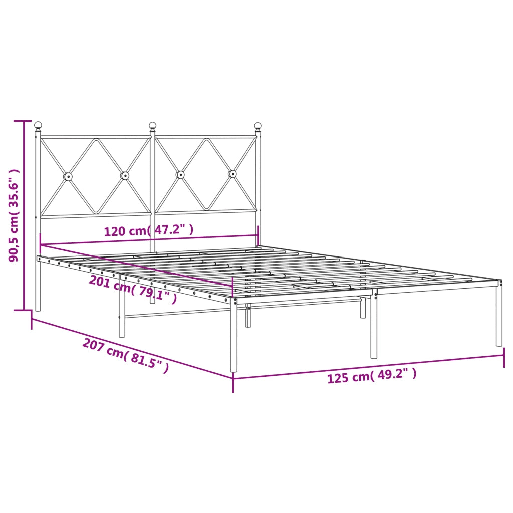 Giroletto con Testiera-Struttura Letto con testiera in Metallo Bianco 120x200 cm 951075