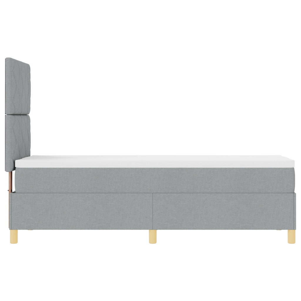 Letto box spring con materasso grigio chiaro 80x200 cm in tessuto