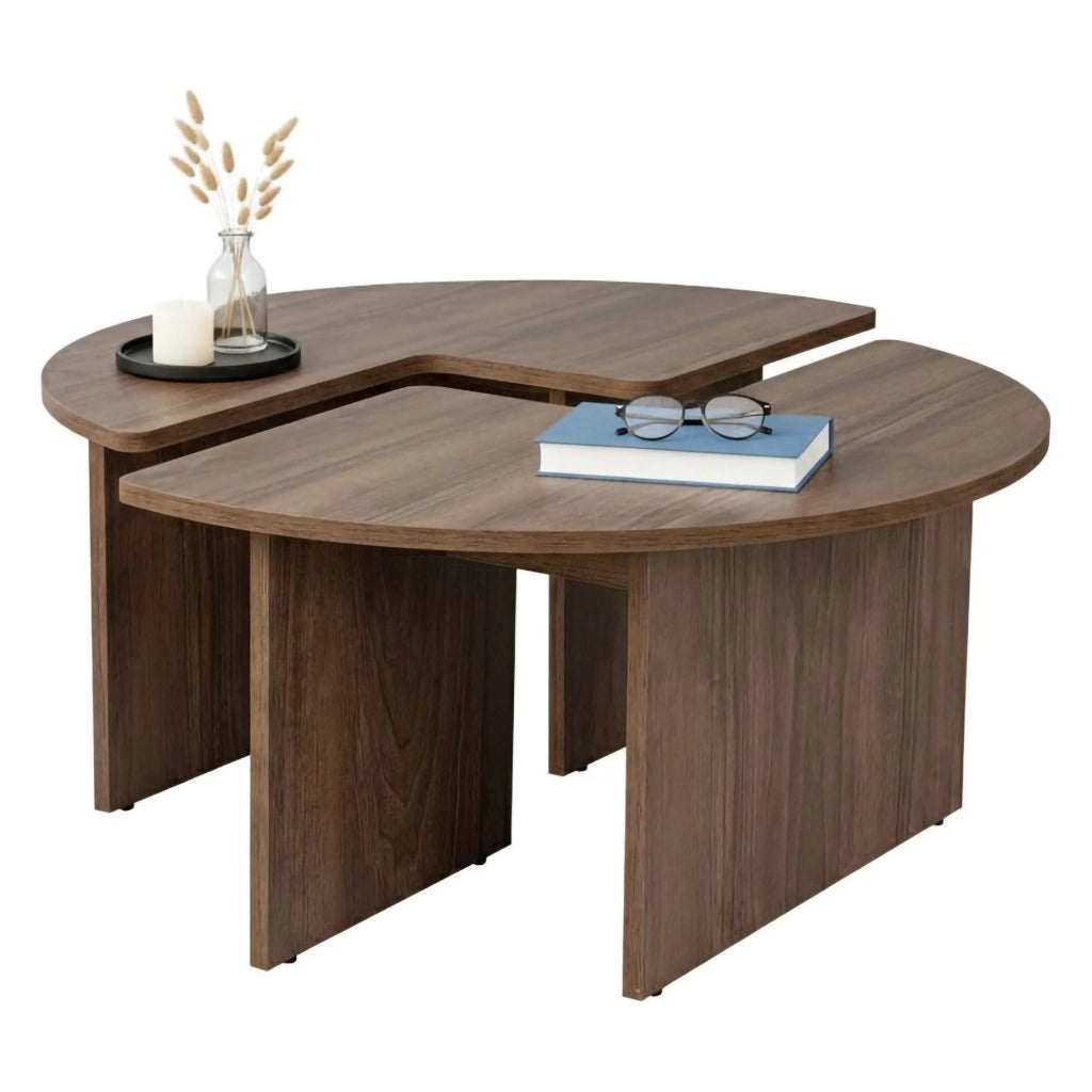 Tavolino da salotto Tairn, Tavolo basso da caffè, Portariviste per divano, Ripiano da soggiorno, 90x90 h41 cm, Noce