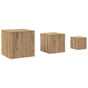 Tavolini 3 pz | Tavolo laterale Rovere Artigianale in Legno Multistrato