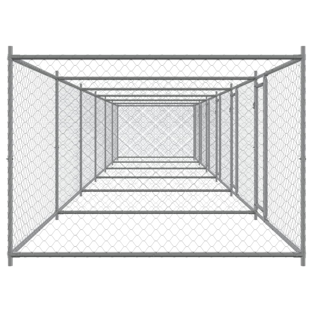 Trasportino per cani con porte 12 x 2 x 1,5 m acciaio zincato grigio 02_0041623